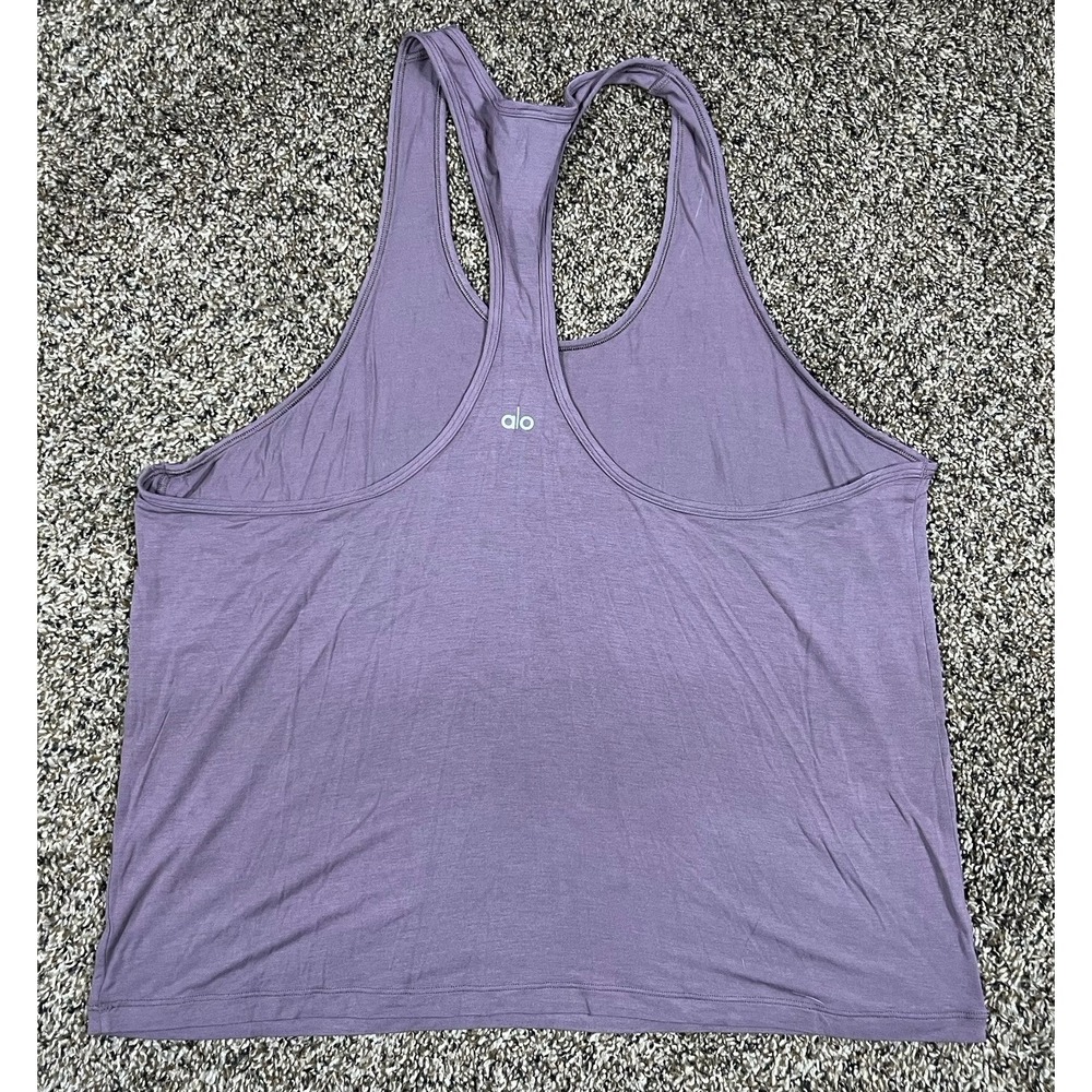 Alo Yoga Tank Top Womens Large Purple Racerback Lightweight Athletic Gym